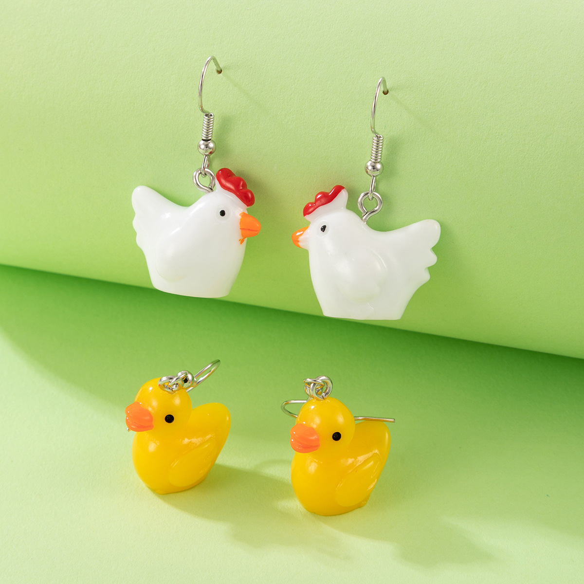 green rubber duckie earrings
