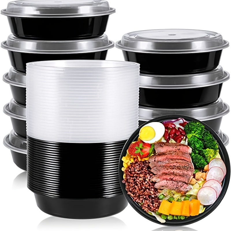 48 oz Round Food Containers Meal Prep Microwavable Reusable