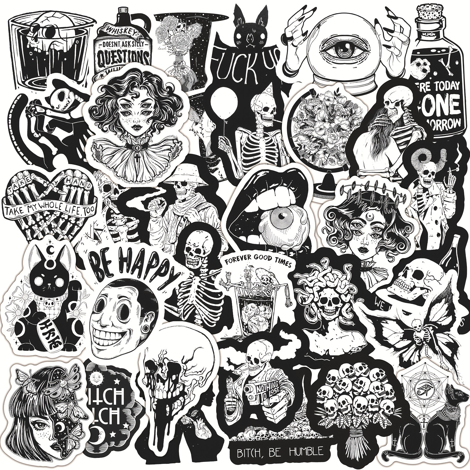 Gothic Stickers for Hydro Flask, 50 PCS, Vinyl Waterproof Stickers for  Laptop,Skateboard