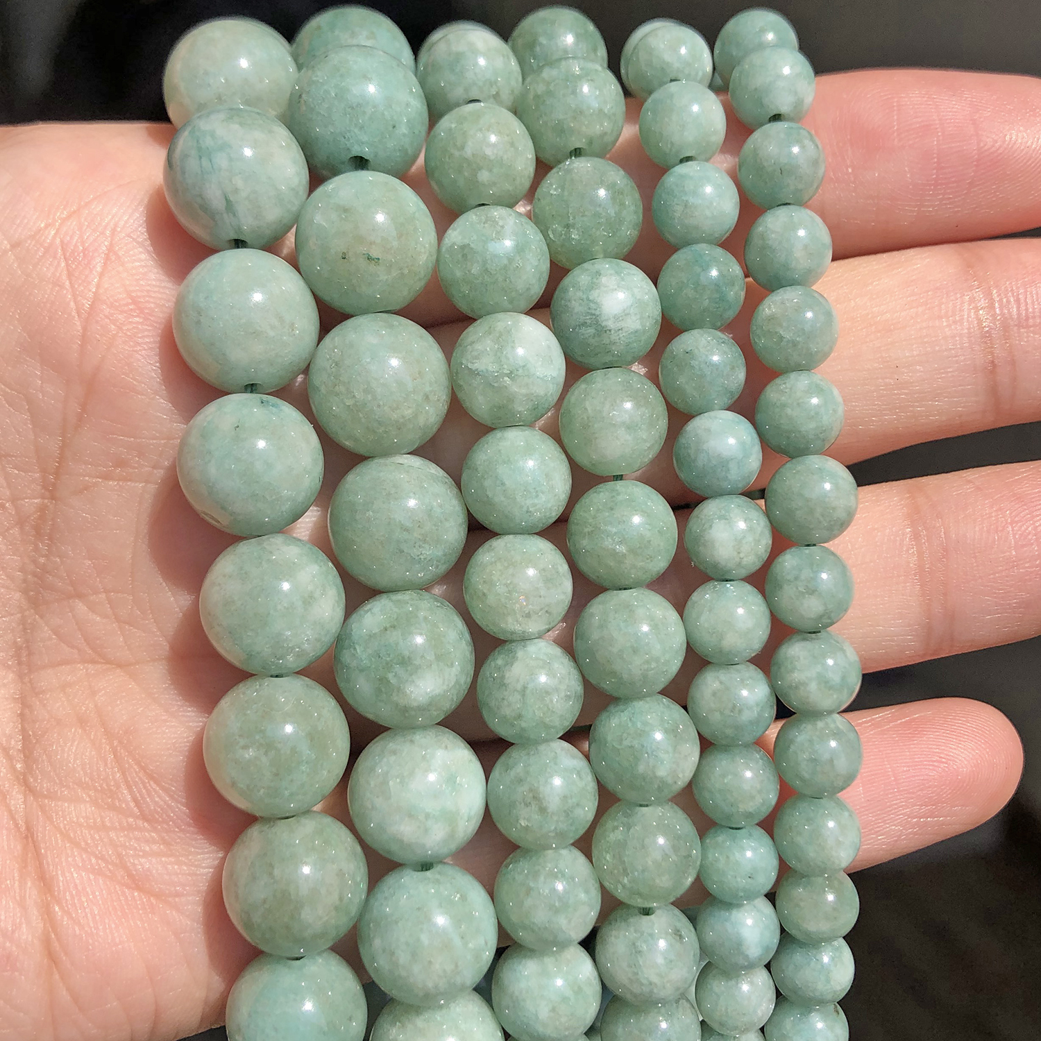 TEMU Cuentas De Piedra De Jades Birmano Natural, Cuentas Redondas Espaciadoras Sueltas Suaves Para Fabricación De Joyería, Accesorios De Pulsera DIY,