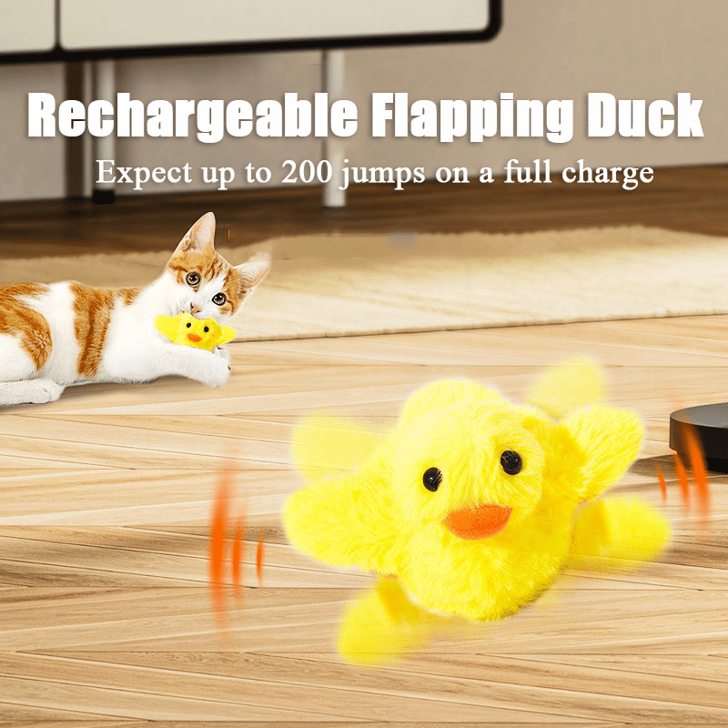 electric cat toys beating wings gravity punching duck plush sound duck toys for cats details 1
