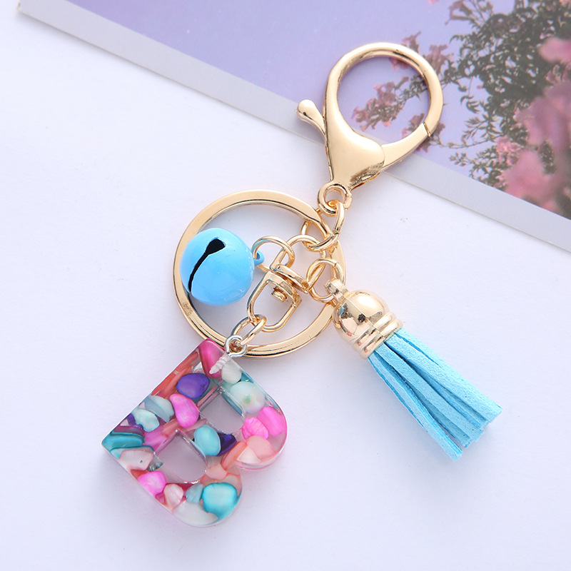 1pc Letter Alphabet Keychain Resin Letter A-Z Keyring Cute Key Chain Tassel Charm for Women Girls Gifts,Temu