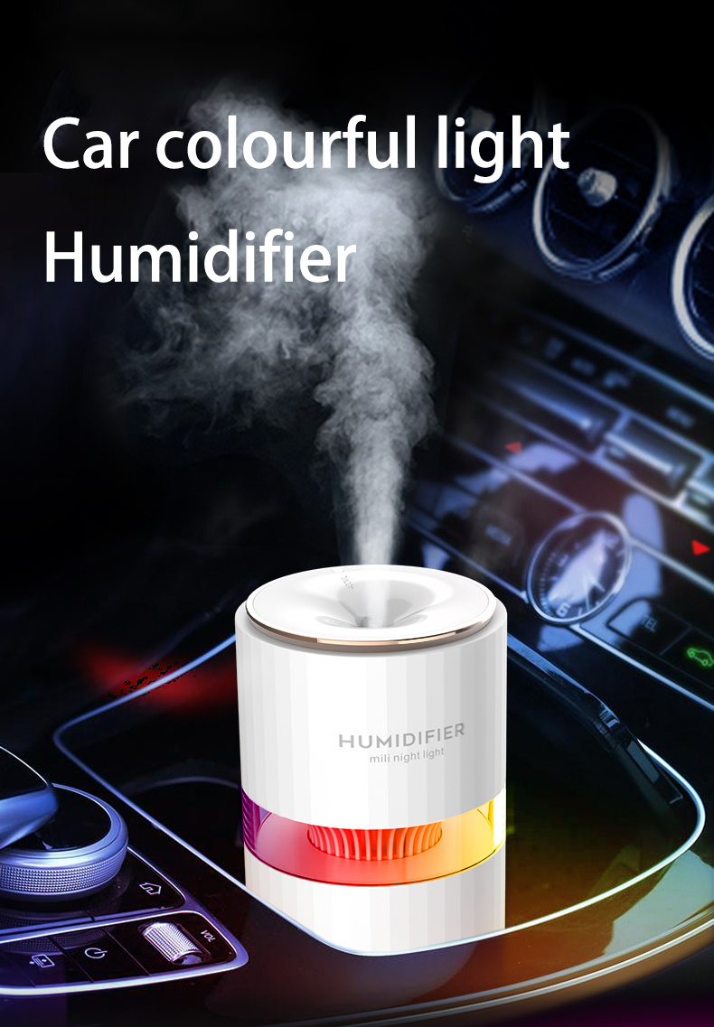 1pc mini usb car air humidifier 400ml cool mist humidifier colorful night light usb air humidifier super quiet car diffuser for bedroom home office car travel details 0