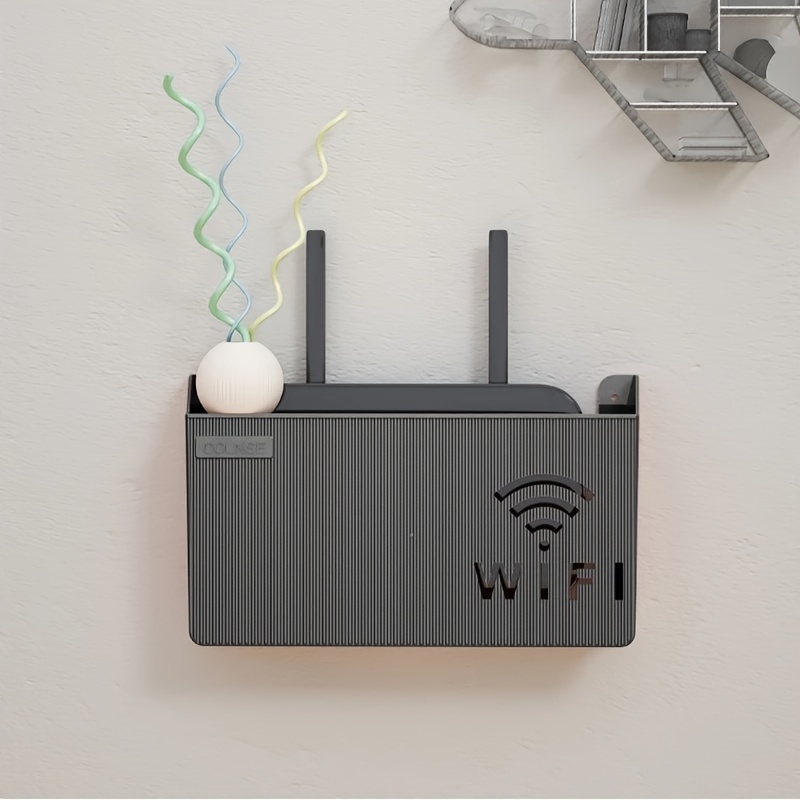 Wireless Wifi Router Storage Box Plastic Wall Mount Cable Power Bracket ...