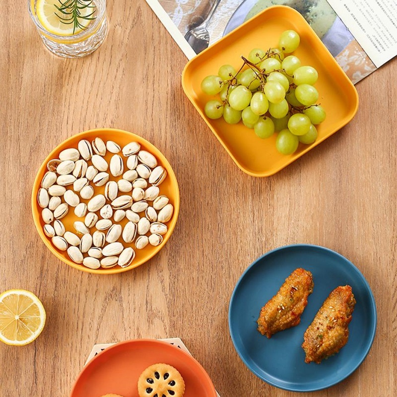 1 ensemble d'assiettes à dîner et d'étagères, dessert apéritif en plastique  réutilisable, collation, salade, ensemble d'assiettes de fruits, ensemble  de vaisselle de service léger avec support, assiette à ordures de table à