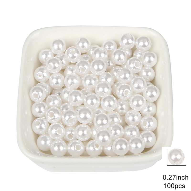 5mm Round Pearl / Faux Pearl / Fake Pearl / ABS Pearl Beads (Cream White /  around 50pcs / with HOLE) Sewing Decoration Jewelry Making PES76