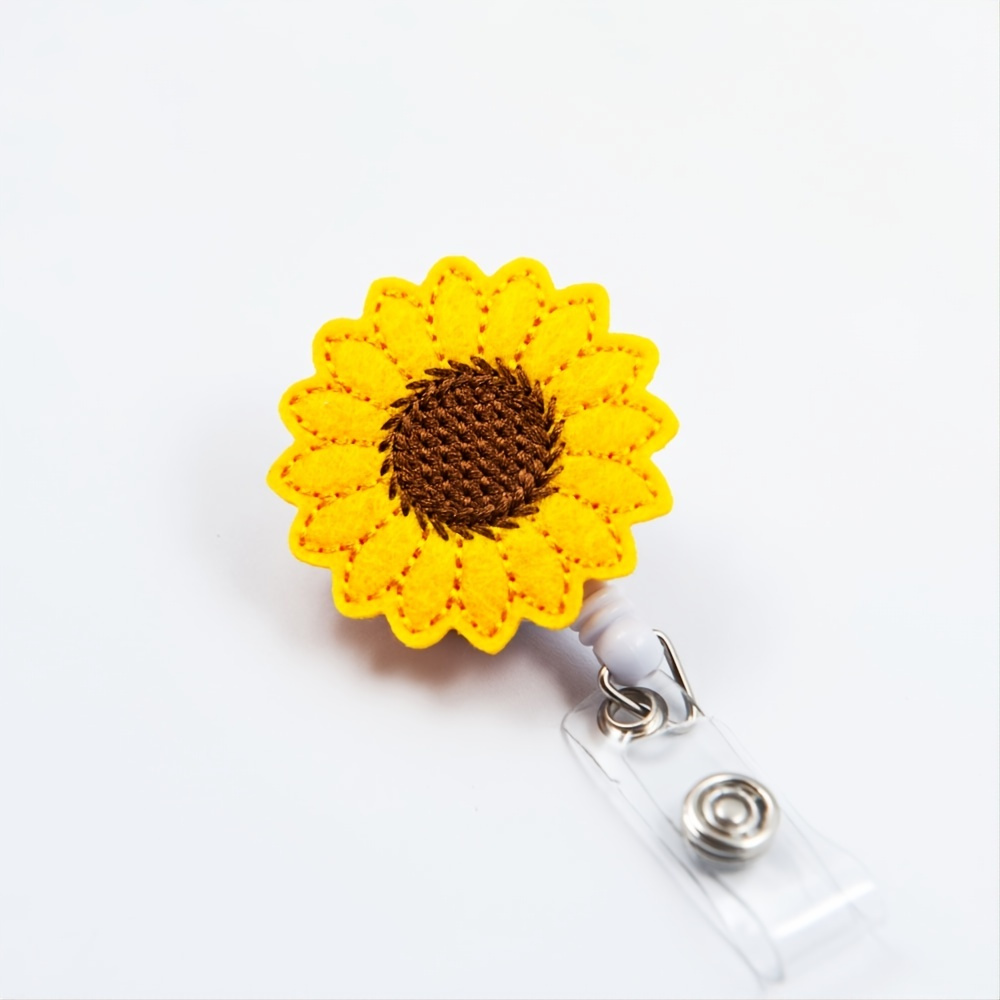 Retractable Badge Reel Sunflower Elegant Badge Clip Id Card - Temu