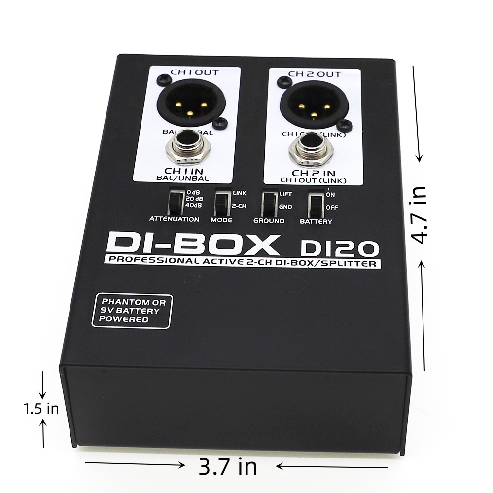 Professional 2channel Dibox Splitter For Guitar Eliminates Noise