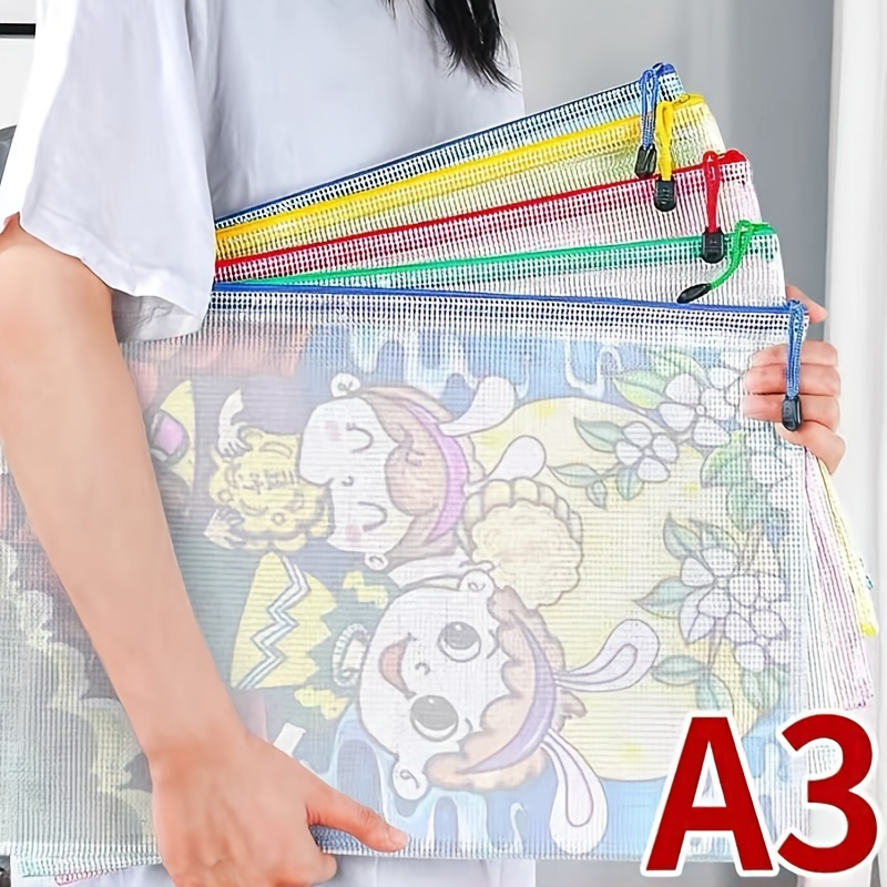 

A3 Size Waterproof Mesh Bag Large-capacity Art Student Drawing Special Storage Bag, A3 Size Storage Bag, Suitable For Board Games, Office And Classroom Supplies
