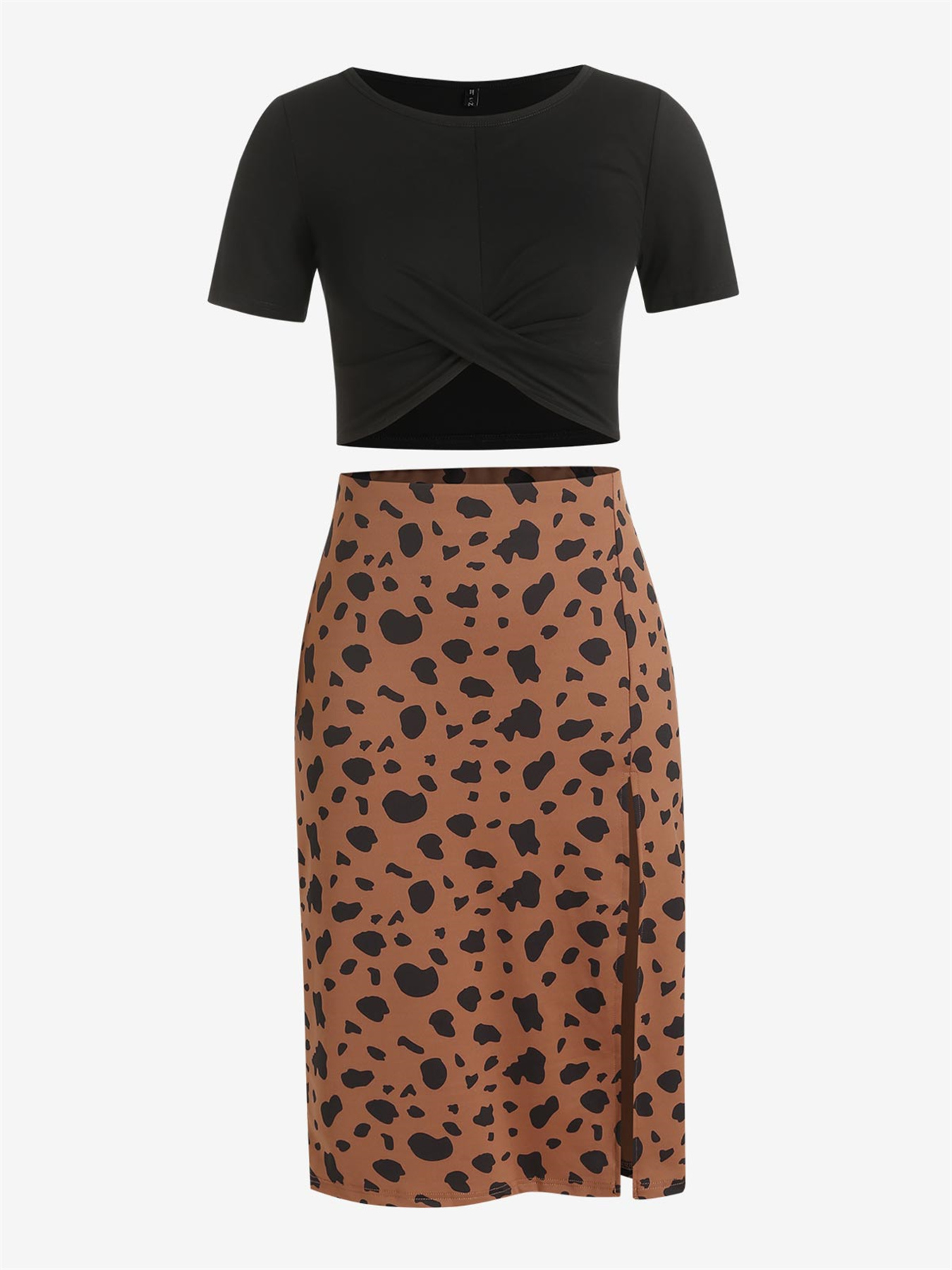 Retro elegant y2k leopard print slit high waist mid-length half-body skirt  temperament hundred with slimming thin A word skirt