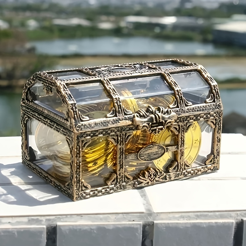 

1pc High-quality Crystal Pirate Treasure Box Jewelry Coin Storage Chocolate Box Gem Candy Box Storage Box Christmas New Year Gift Wedding Accessories