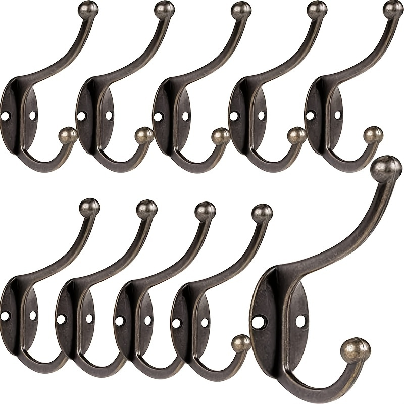 10 Packs Coat Hooks Wall Mounted With Screws Heavy Duty Dual Prong Wall 