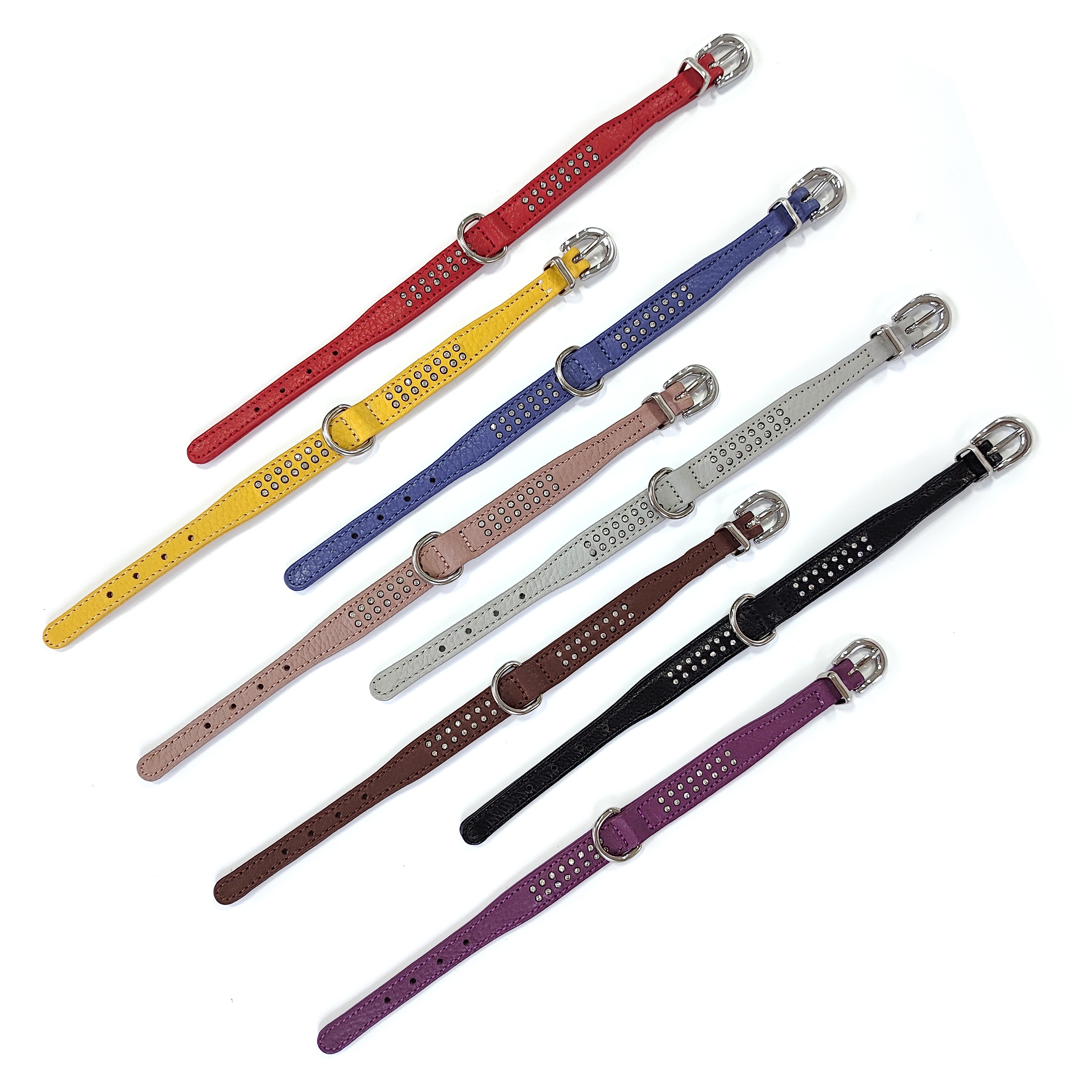 Adjustable Leather Cat Collars, Rhinestone Pet Collar For Dogs & Cats, Pet Supplies For