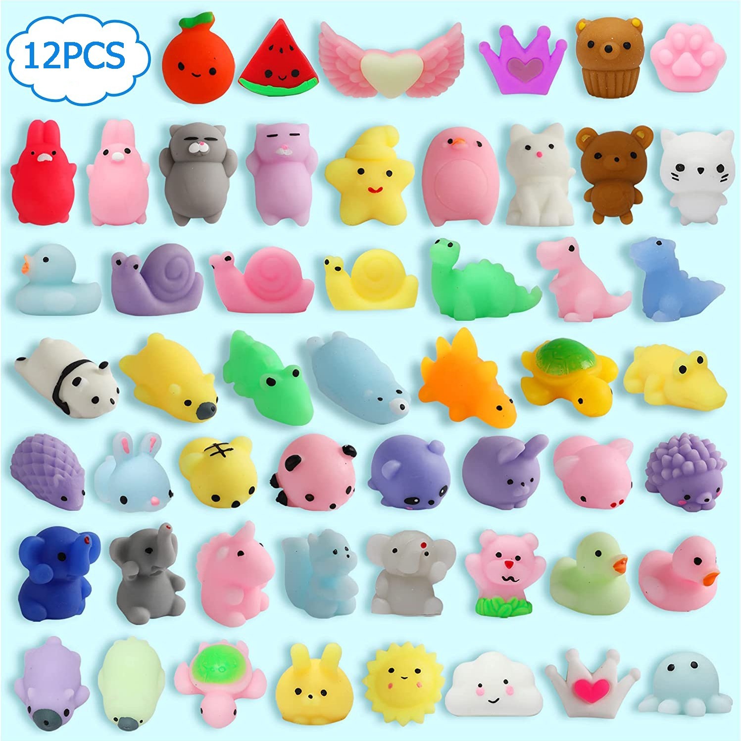 12PCS Mochi Squishy Toys Party Favors Kawaii Mini Squishes Animals Bulk  Classroom Prizes Stress Relief Toy Christmas Stocking Stuffers Easter Egg