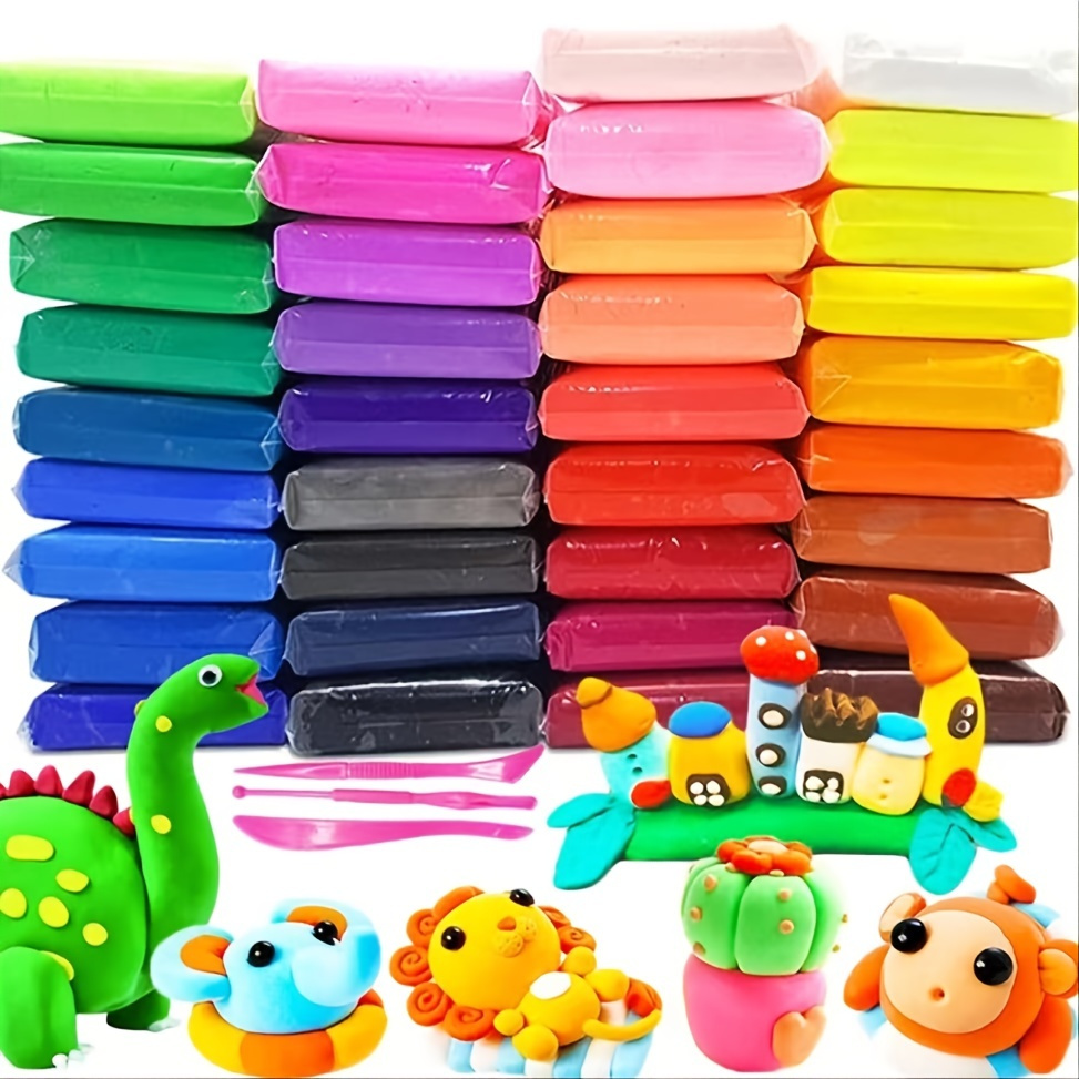  Air Dry Clay for Kids, Air Dry Clay 36 Colors, Modeling Clay  for Kids with Play Mat & 3 Sculpting Tools, Clay Non Toxic, Soft & Safe &  No Baking, Ideal