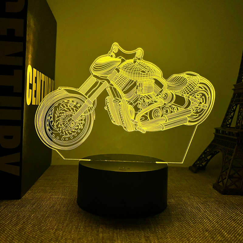 1 Lámpara Diseño Motocicleta Luz Nocturna Luz Led Ilusión 3d - Temu