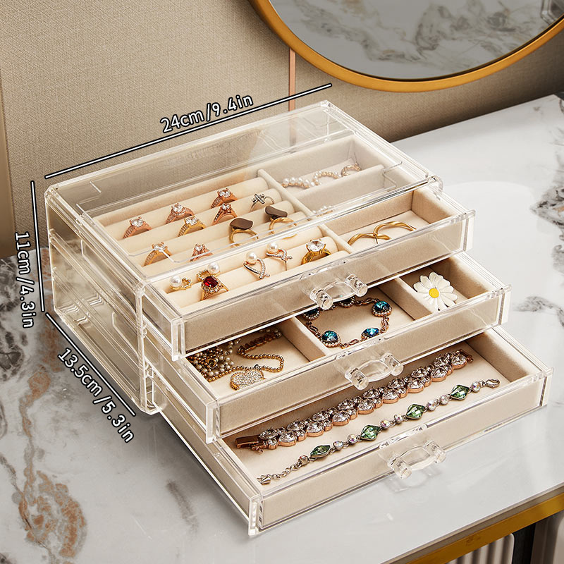 Earring Storage Box Organizer 3 Drawers Acrylic Jewelry - Temu
