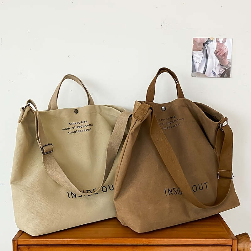 Fashionable Letter Print Handbag With Adjustable Shoulder Strap