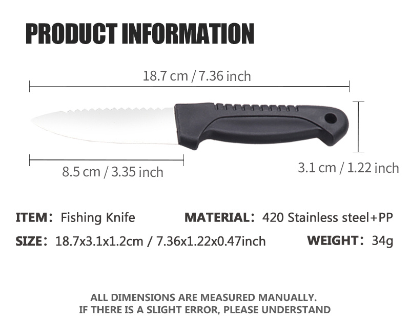 Portable Stainless Steel Fishing Knife, Lightweight Plastic Handle