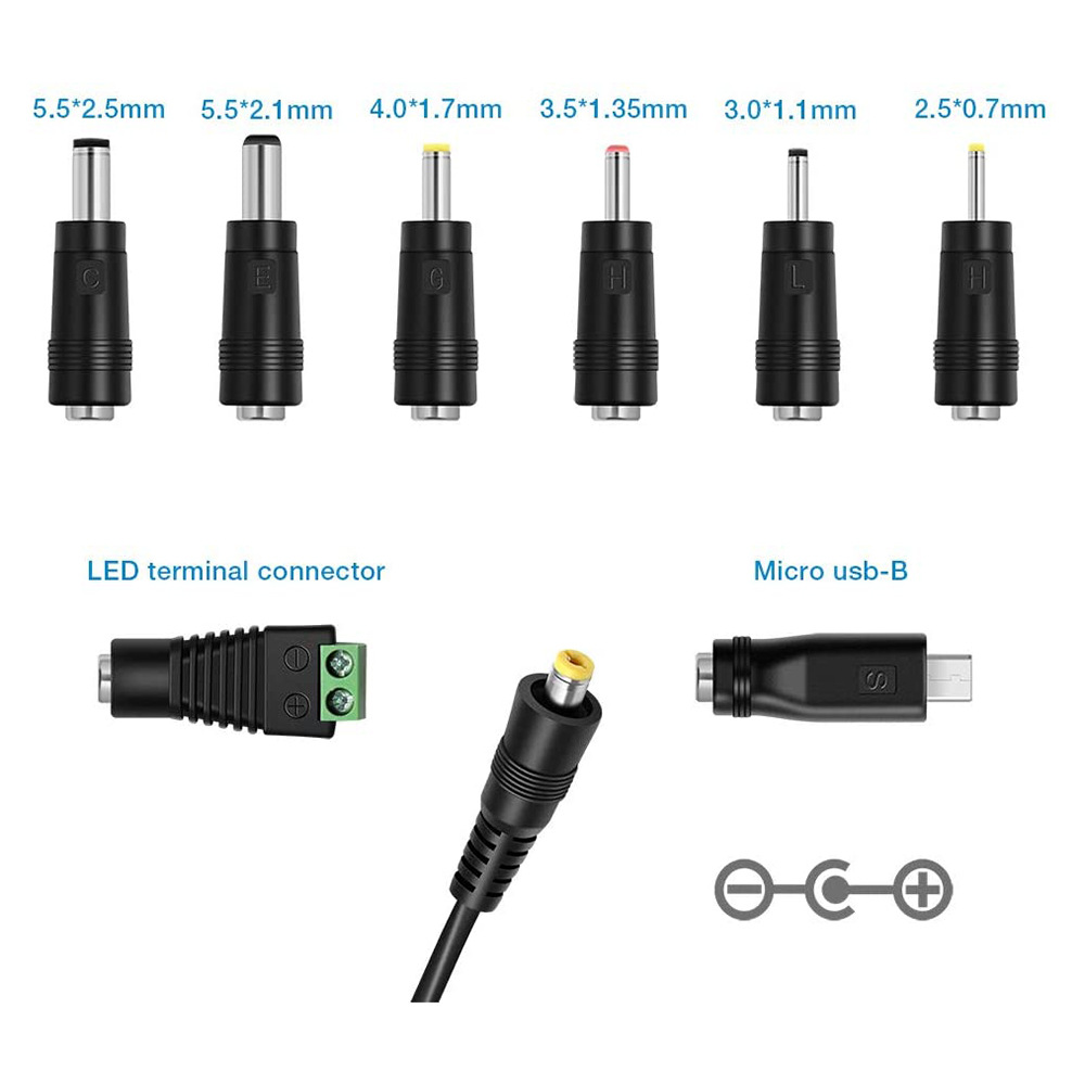 30w universal multi voltage fast  3 12v adjustable adapter with 6 optional adapter plugs suitable for 3v to 12v most small household appliances details 1