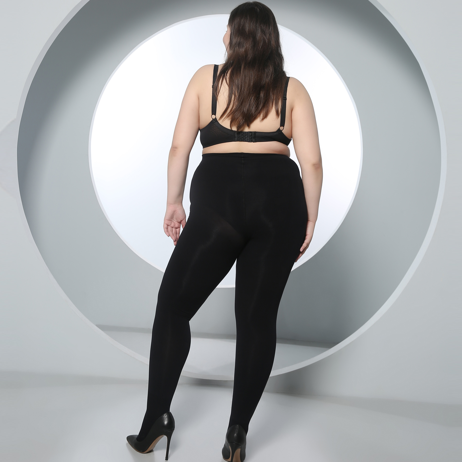 Plus Size Black 40D Opaque Control Top Tights