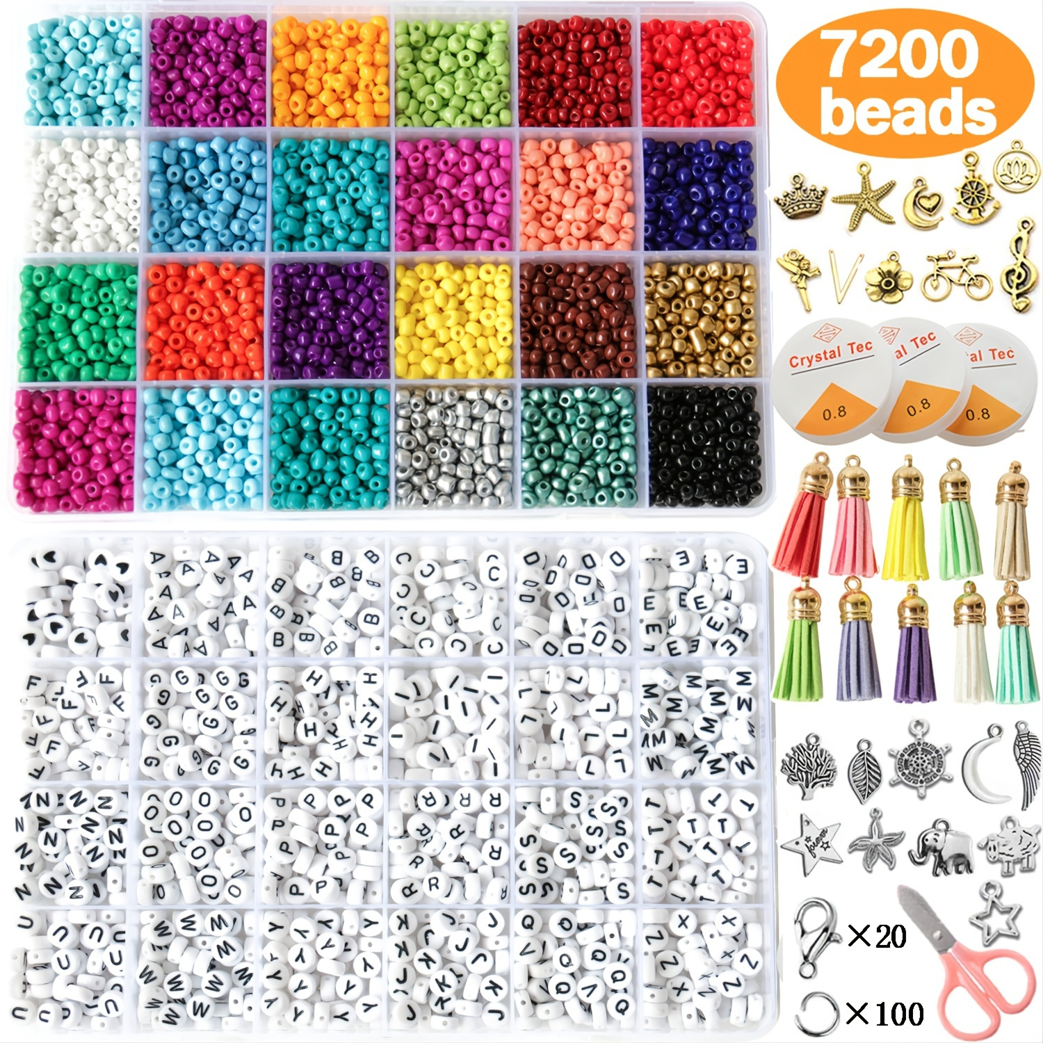 10800pcs 3mm Glass Seed Beads And 1200pcs Letter Beads For Friendship  Bracelets Jewelry Making, Necklaces And Key Chains Craft Beads Kit With 2  Rolls