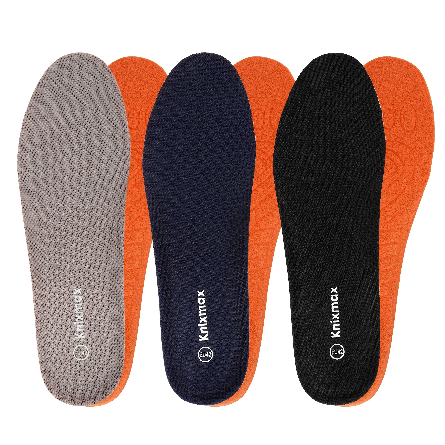

3 Pairs Knixmax Sports Insoles Arch Support Full Length Orthotic Inserts For Men Women