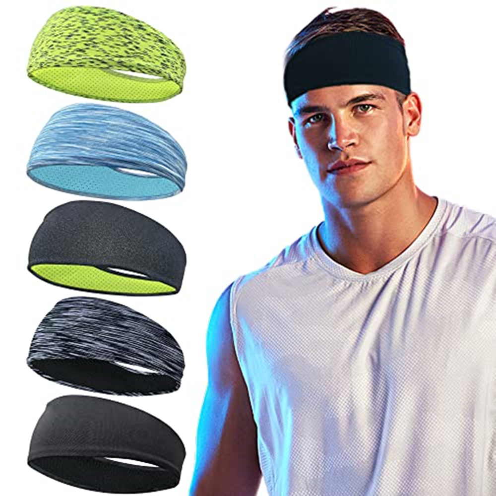 5pcs Sports Headbands For Men Breathable Mesh Design Reused Washed