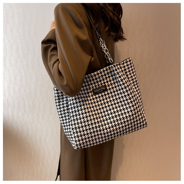 High Capacity Top Handle Bags For Women High Quality Houndstooth Shoulder  Shopper Bags - Bags & Luggage - Temu Germany