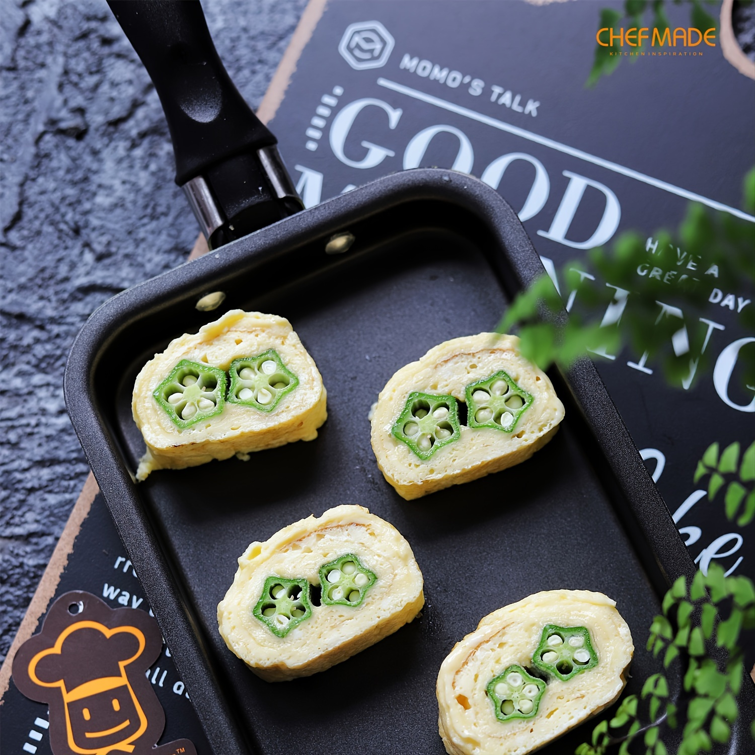 1pcs Black 5.9*7.28in Tamagoyaki Pan Square Japanese Omelette Pan,Non-stick  Egg Roll Pan,Rectangle Frying Pan Wood Handle Kitchenware