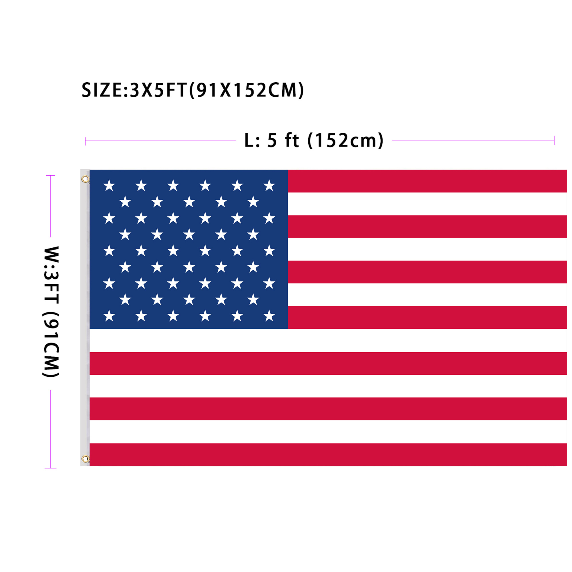 1pc American Us Flag Vivid Color And Uv Fade Resistant Canvas Header ...