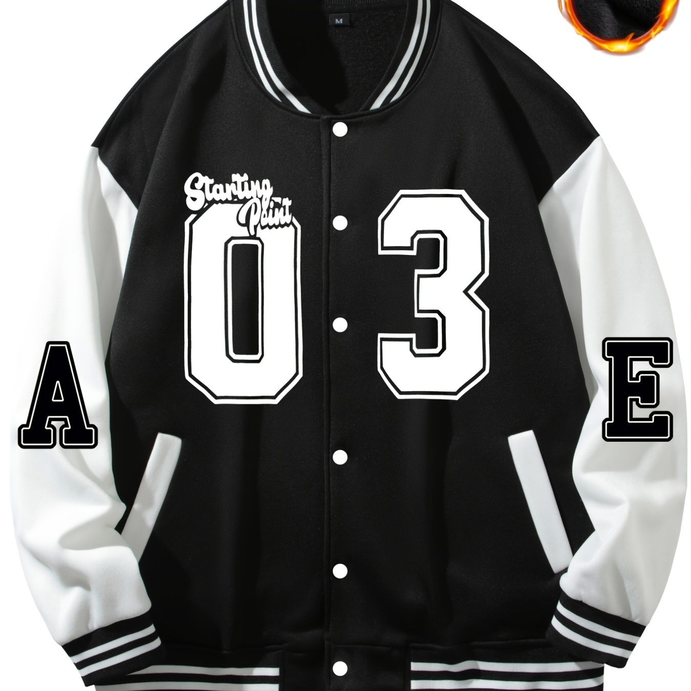 

Men's Number Print Casual Loose Lightweight Thin Fleece Baseball Jacket Gifts