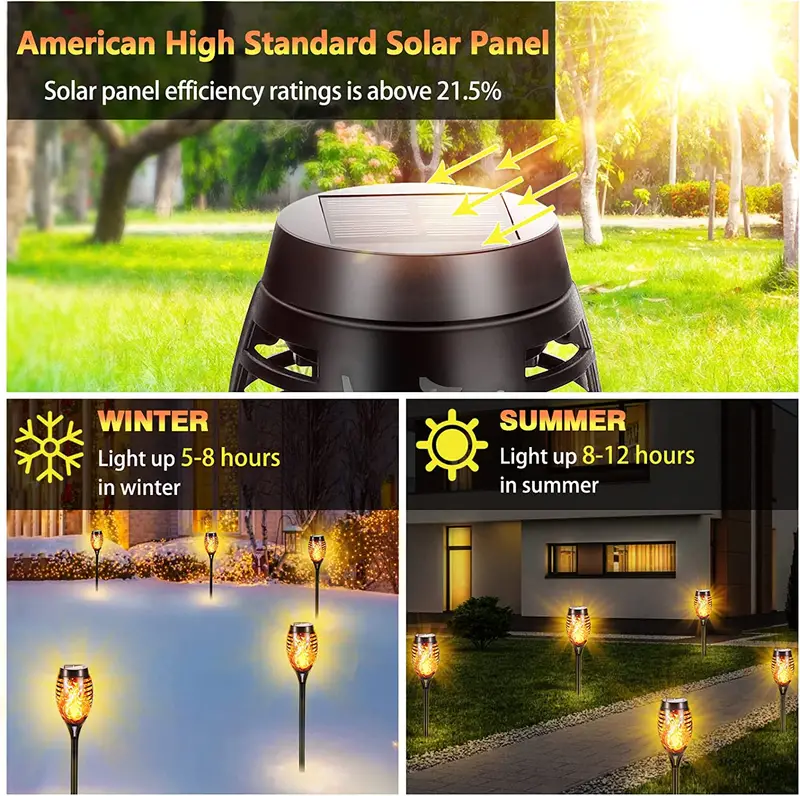 4 8 12pcs pack solar outdoor lights 12led solar torch lights with flickering flame for garden decor mini ip65 waterproof landscape flame lights for yard pathway patio pool auto on off details 2