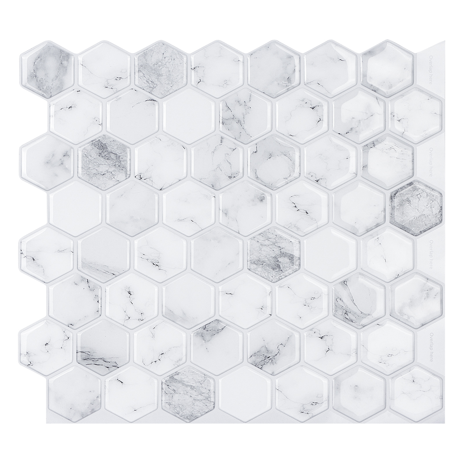 1/10 hojas de vinilo adhesivo y adhesivo para azulejos 3D, adhesivo para  salpicaduras de cocina de mármol hexagonal, adhesivo para azulejos de baño,  a