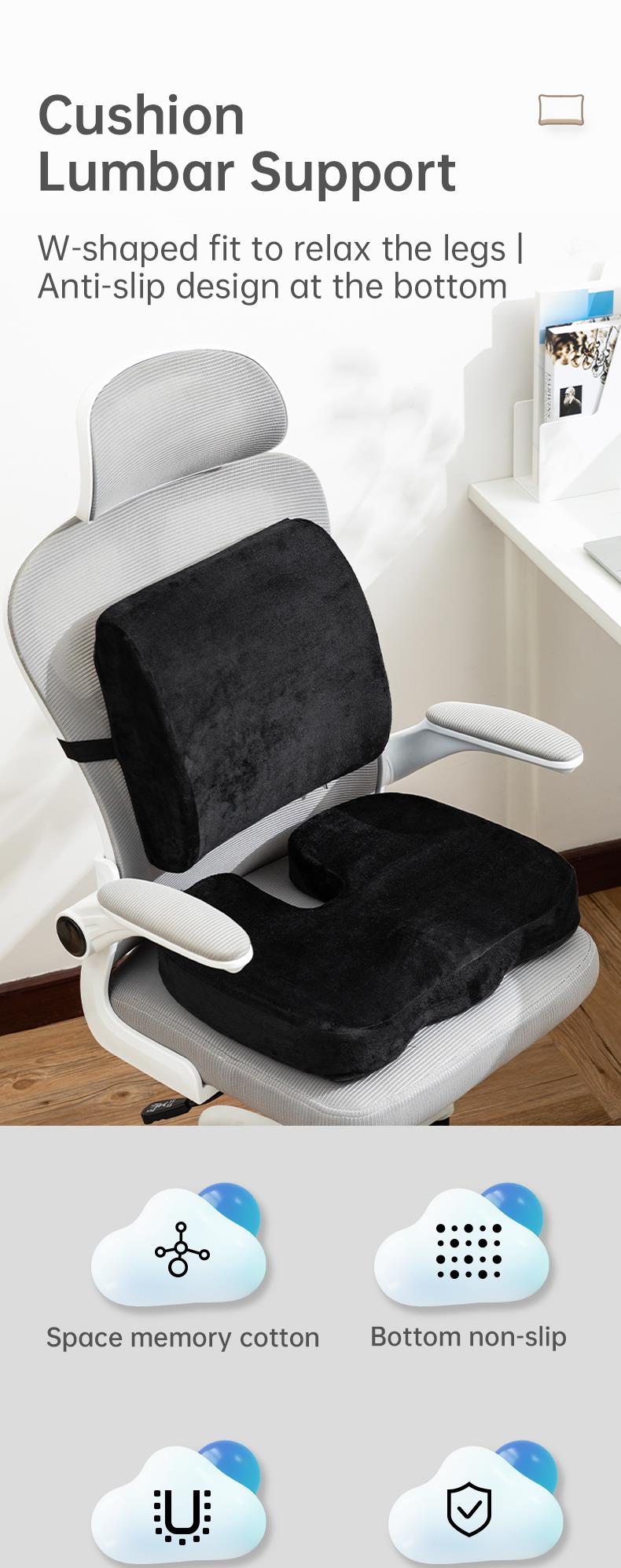Seat Cushion And Lumbar Support Pillow For Office Desk Chair - Temu
