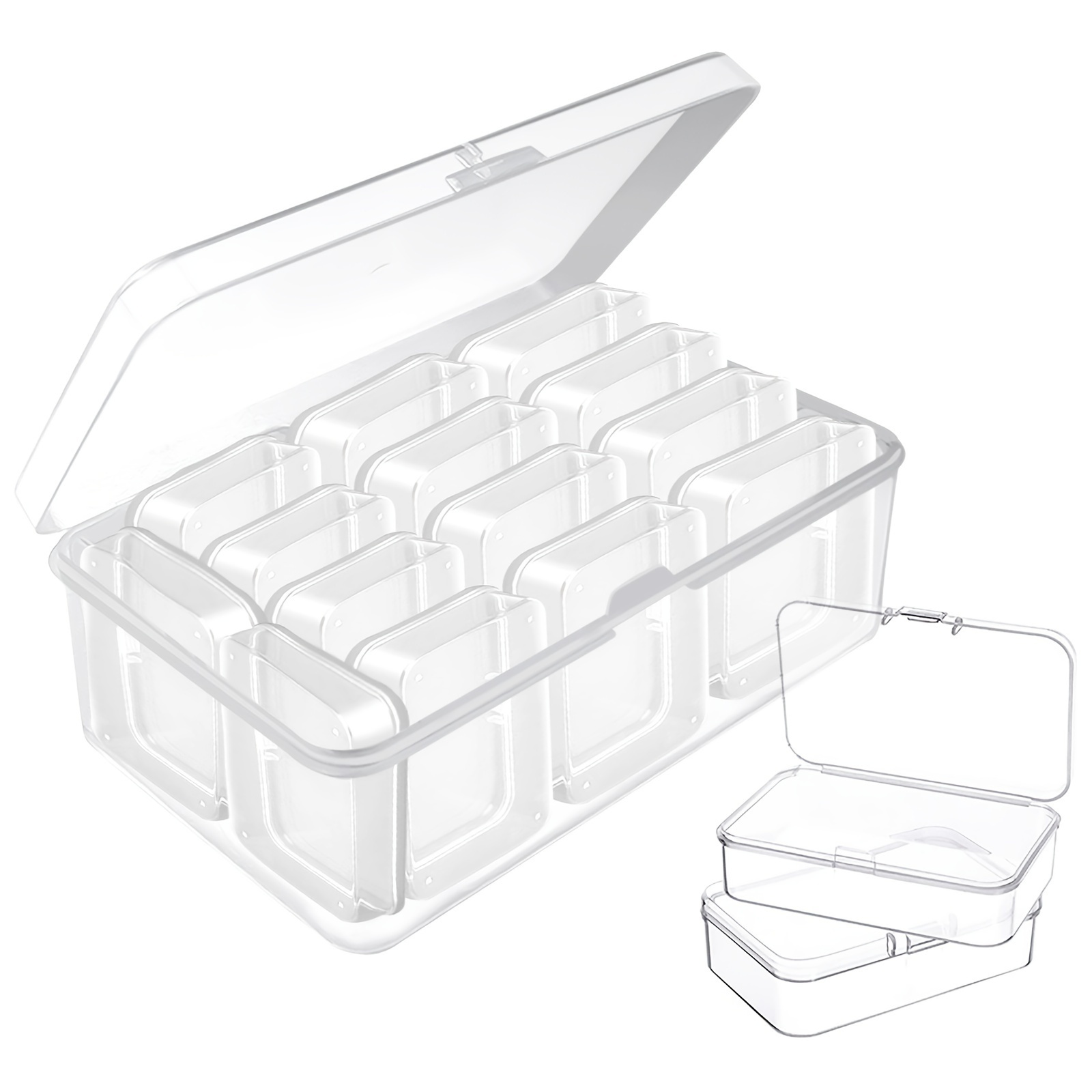 testyu Caja pequeña de plástico, 4.3 x 2.3 x 1.5 pulgadas, apilable,  minicaja de almacenamiento con tapa, contenedor organizador transparente  para