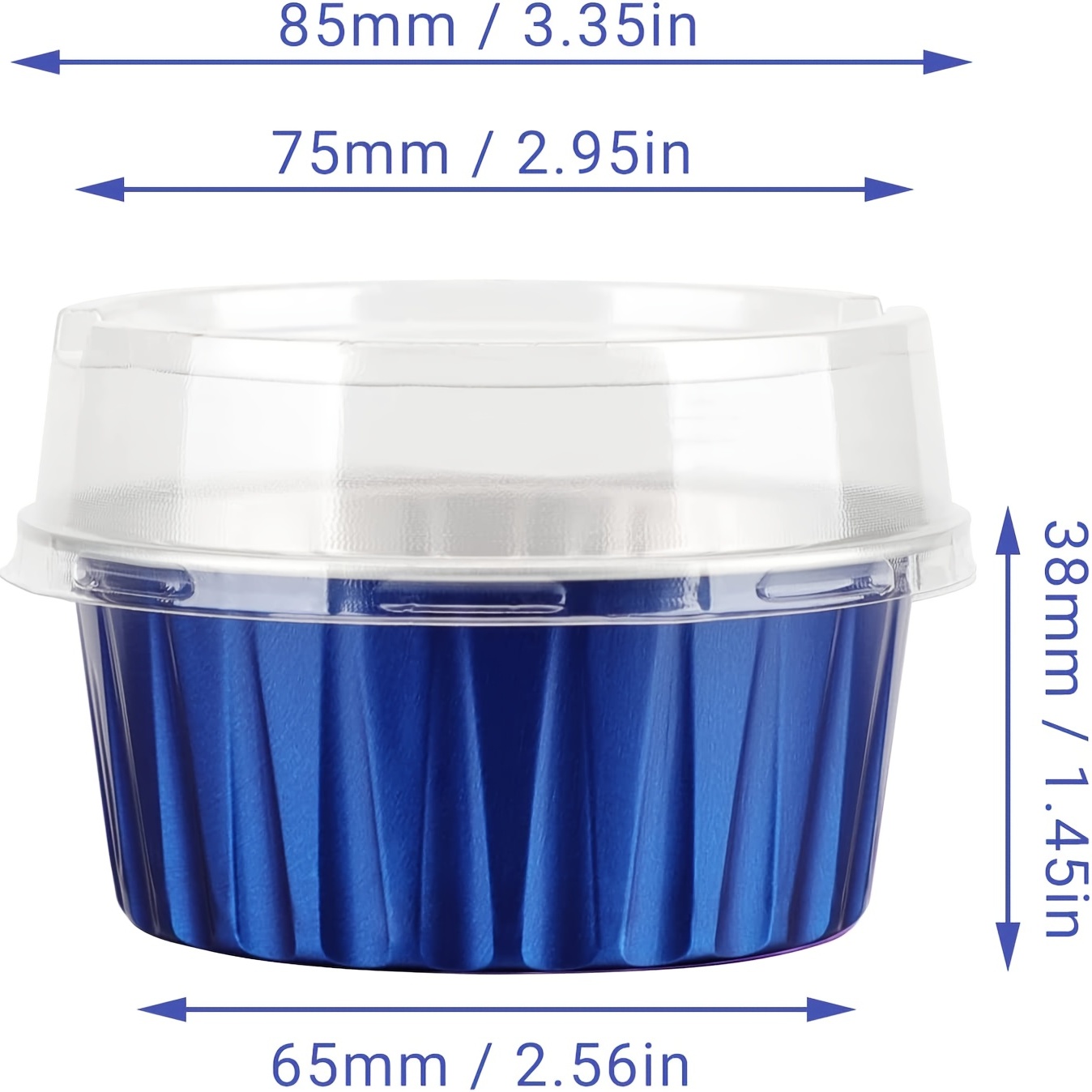 Blue Pudding Aluminum Foil Cups - Disposable Mini Square Baking