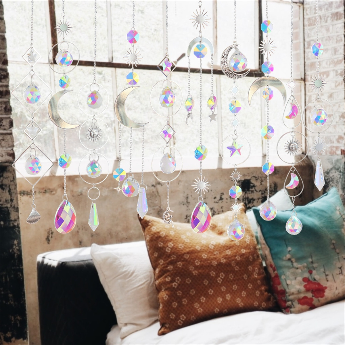 1pc Handmade Crystal Sun Catcher For Home Garden Party Decoration Wall  Hanging Wind Chimes Rainbow Maker With Star Style Hanging Ornament, Silvery  Col