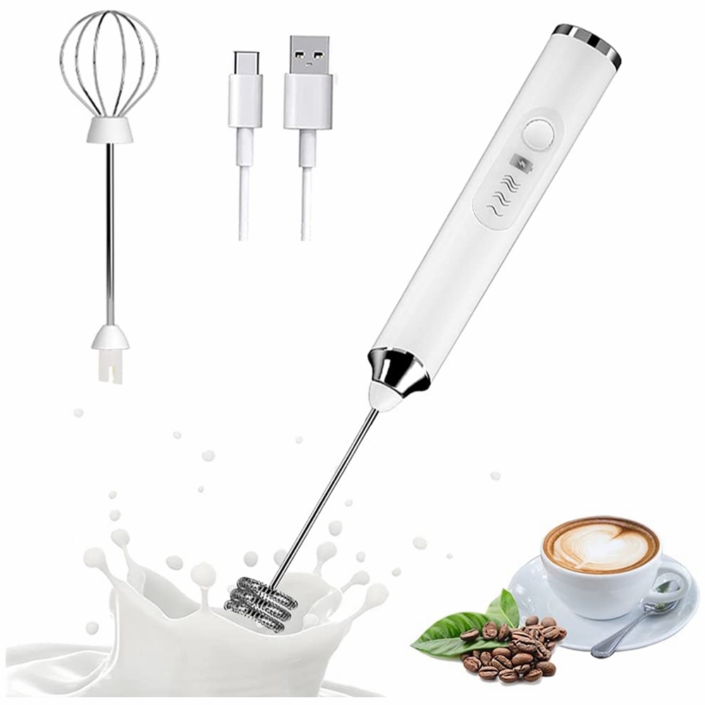 Electric Milk Frother With Double Whisk, Usb Rechargeable Milk