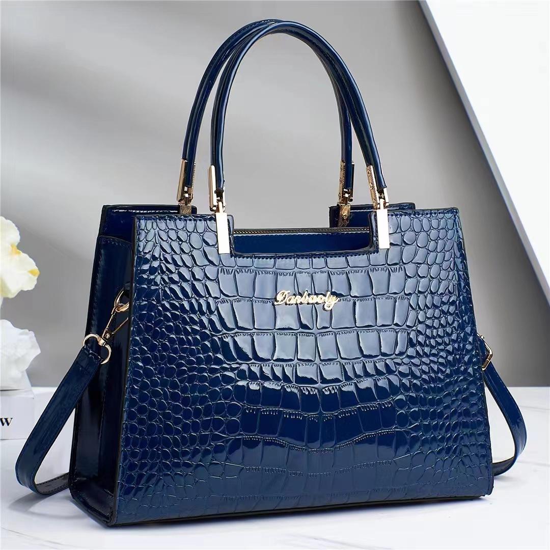 Crocodile Pattern Women Fashion Handbags and Purses Ladies Top Handle Purse  Genuine Leather Satchel Shoulder Tote Bag