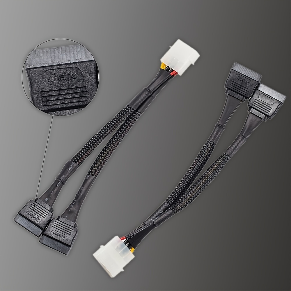 Zheino SATA Power Splitter Cable (2 Pack) SSD Power Cable HDD Power Cable  Hard Drive Power Cable 6-Inch/15cm SATA 15 Pin Male to 2xSATA 15 Pin Female