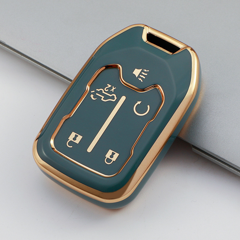 RUABIBAN for GMC Key Fob Cover with Keychain, TPU Key Case Fit for 2019  2020 2021 2022 Chevy Silverado GMC Sierra 1500 2500HD 3500HD Terrain Acadia