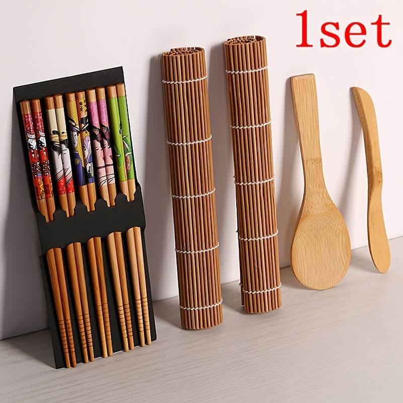 12pcs Sushi Set, Sushi Mat Bamboo, Sushi Making Kit, With 2 Sushi Roller  Mats 5 Chopsticks 1 Paddle 1 Spreader 2 Sauce Dish And 1 Chopsticks Bag,  Maki