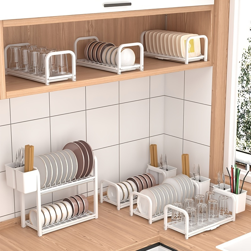 SIMPLEMADE Organizador de platos de cocina, organizador de gabinete de  metal de 2 alambres y estante de almacenamiento para platos, platos, ollas