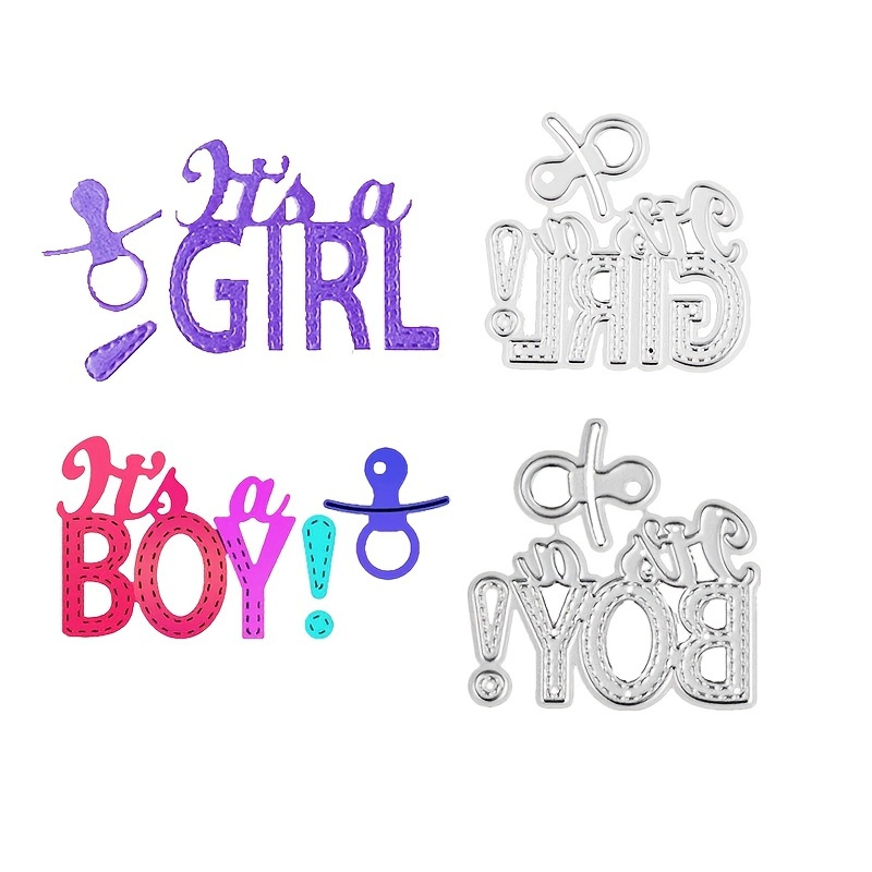 

1pc It's A Girl/boy Pattern Metal Cutting Dies For Card Making, Embossing Dies For Scrapbooking Diy Album Paper Cards Decoration