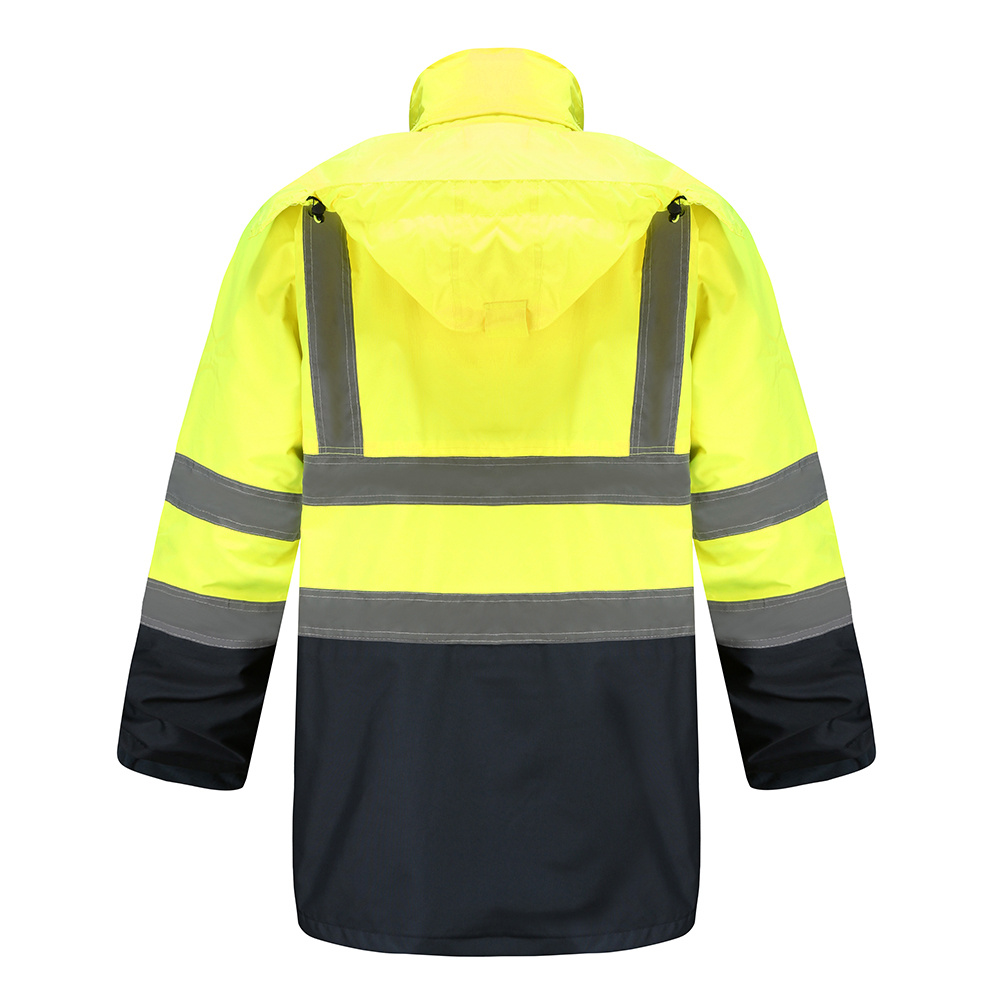 Temu Reflective Safety Jackets High Visibility Black for Men Women, Waterproof Safety Jacket with Pockets, Hi Vis Coats with Black Bottom, Work