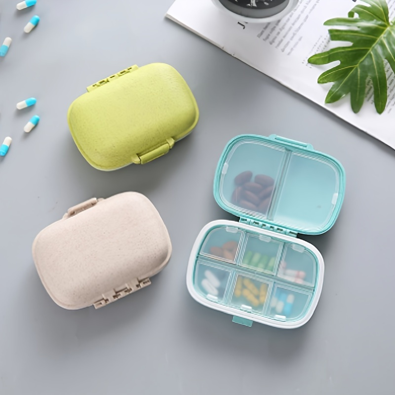 Tnvee 2 Pack 8 Compartments Travel Pill Organizer Moisture Proof Small Pill Box for Pocket Purse Daily Pill Case Portable Medicine Vitamin Holder