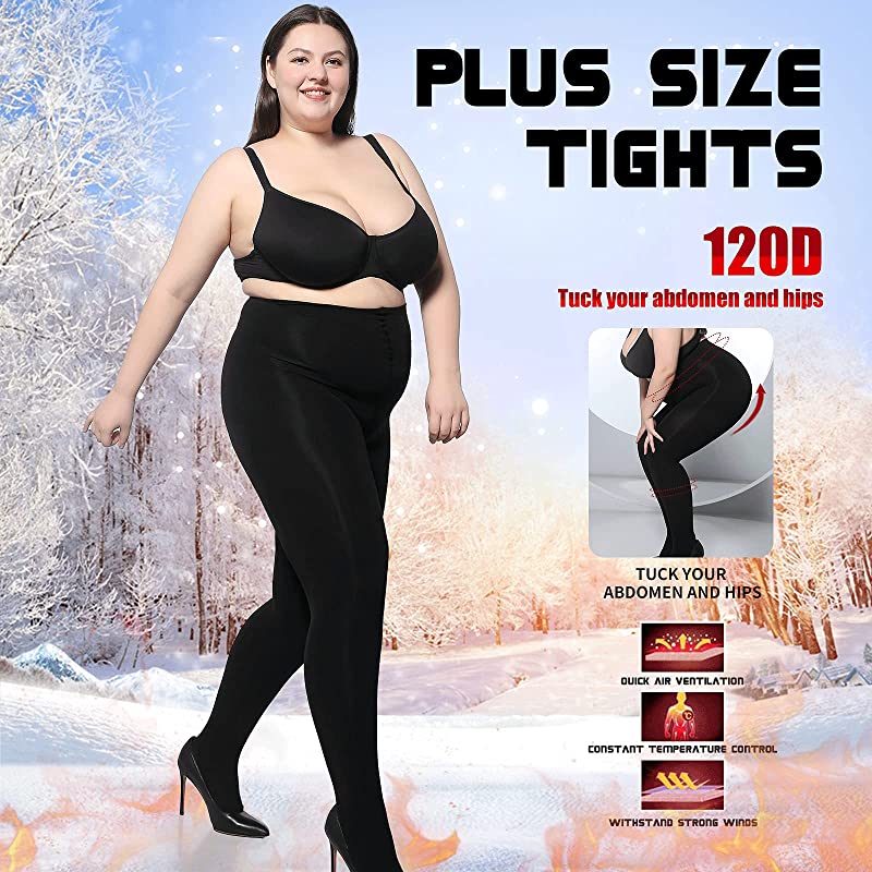 Pindot Sheer Plus Size Curvy Control Top Tights