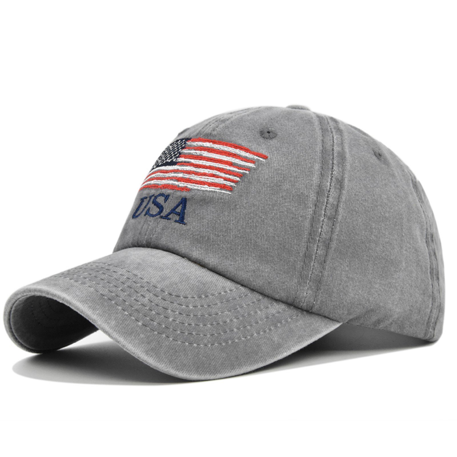 Gray Vintage American Flag Hat, Men's Hats for Men Patch Breathable Mesh Classic Baseball Caps Cotton Running Hat,Men Fitted Hats,Temu