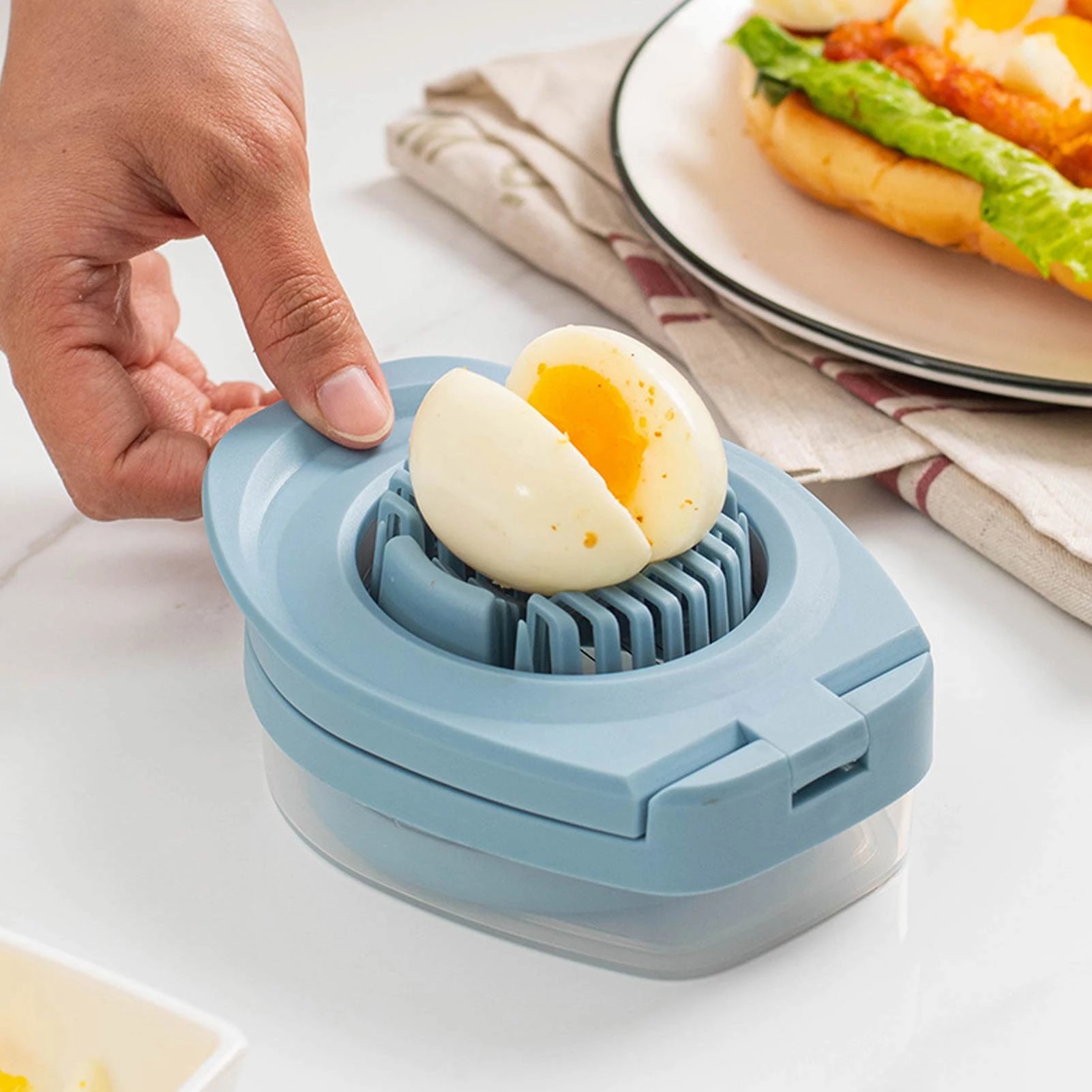 2pcs Boiled Eggs Slicer Making Breakfast Tools Creative Boiled Egg